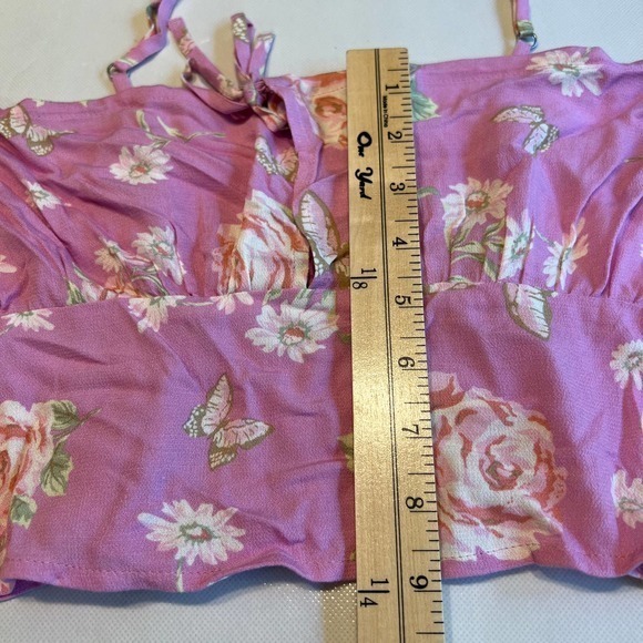 BP Womens Small Floral‎ Print Tie Front Cami Top Adjustable Straps Pink Women's - Picture 8 of 10